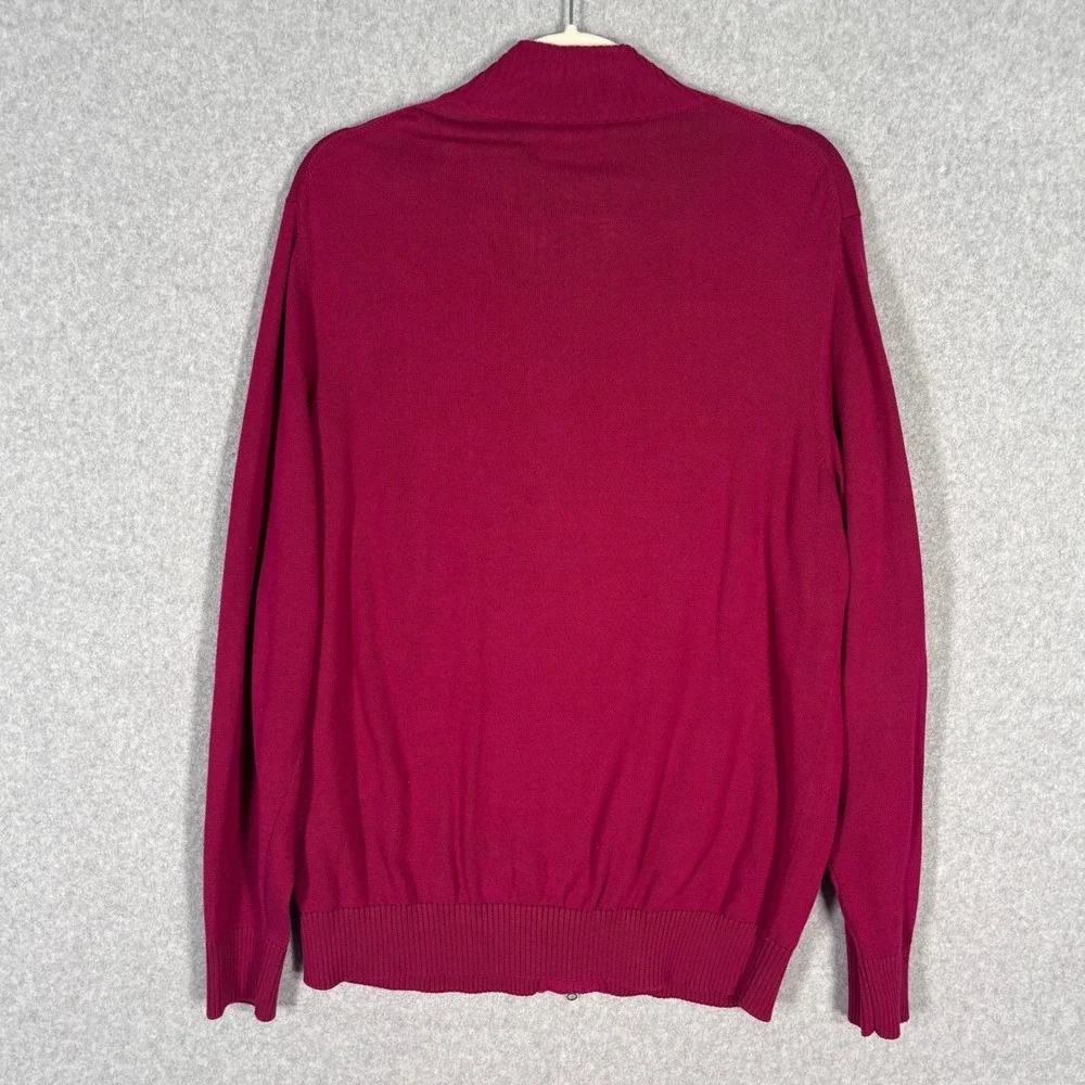 Callaway Pima Cotton Cardigan Sweater XL Magenta Burgundy Full Zip Golf‎ Tennis